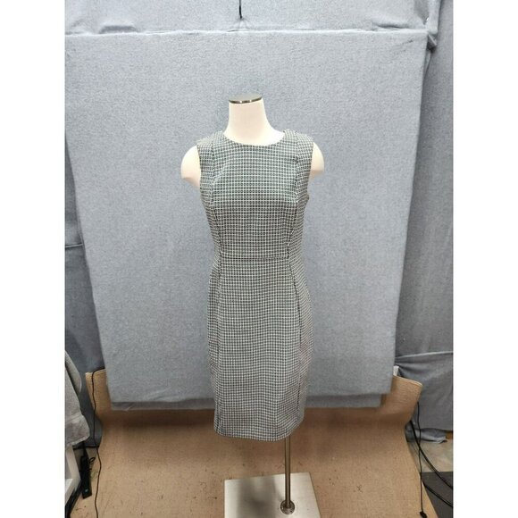 Calvin Klein Womens Sleeveless Black & White Geometric Sheath Dress - Picture 1 of 7